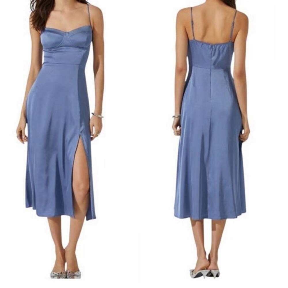 Astr the Label bustier satin sleeveless blue size Large L